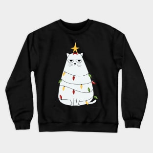 Christmas Crazy Cool Funny Cat Merry Fluffmas Crewneck Sweatshirt